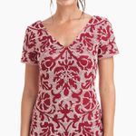 JS Collections  Dress Nadia V Neck Knee Length Dress in Blush/ Garnet Sz 8 EUC Photo 3