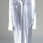 Calvin Klein  White Gauze Artist Shirt Dress Tunic Cover-Up Double Slits Sz M/L Photo 0