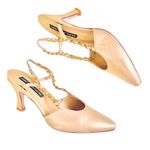 Larry Stuart Collection Elegant Gold Slingback Heels Luxury Size 8.5 Holiday Photo 0