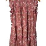 Trixxi Pink Floral Mock Neck Ruffle Sleeveless Tiered Mini Dress Size Small Photo 0