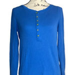 C. Wonder Women’s Blue Ribbed Henley Long Sleeve Top Size M Size M Photo 0