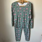 Leveret Two Piece Organic Cotton Pajama Set Cow Print Green Women's Medium Photo 1