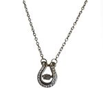 Brand New Swarovski Crystal Horse Shoe Silver Tone Necklace W/ Floating Crystal Photo 1