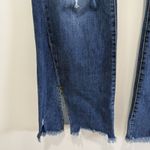 Risen High Rise Front Slit Frayed Hem Flare Jeans Size 1XL Bohemian Hippie Retro Blue Photo 3