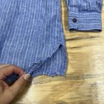 Lands' End  Womens 100% Linen Blue Striped Size 1X Minimalist Coastal Beachy Photo 7