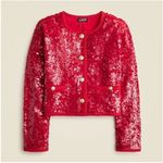 J.Crew  Red Mariner Jersey Lady Jacket with Sequins Photo 5