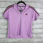 Adidas 3 Stripe Iconic Polo Shirt Bliss Lilac Size Small Photo 0