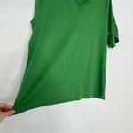Lane Bryant 100% Pima Cotton T-Shirt Women's 22/24 V-Neck Ruched Sleeve Green Photo 2