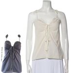 Zac Posen Cream Leaf Embroidered Spaghetti Strap Cotton Top Sz 4 Photo 1