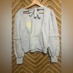 Ganni  Isoli Puff-Sleeve Love Club Sweatshirt,Open Back,Blue,Size XS Photo 3