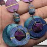 Vintage Cleopatra Purple Beaded Pendant Necklace & Circular Earrings Set Photo 8