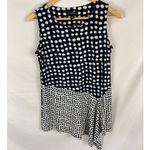 Alfani  Asymmetrical Hem Mixed Print Tunic Top Blue Polka Dot Size Small Photo 1
