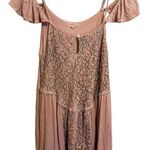 POL Anthropologie Lace Embroidered Go with the Flow Pink Top Size Large Photo 3
