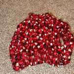 CAbi  Floral Ruffle‎ Blouse Top Long Sleeve Smocked Waist Red White Black M Photo 6