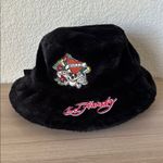 Ed Hardy  Black Faux Fur Bucket Hat with Skull Design Photo 1