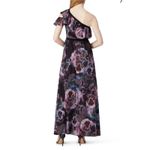 FUZZI dark purple black tulle ruffle one shoulder maxi gown SMALL Photo 7