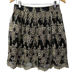 Buttons Black Gold Floral Lace Skirt Sparkle Party Layered Elegant Size Small Photo 0