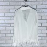 J.Crew NWT Bungalow Feather-Embellished Chiffon Blouse in Ivory Size XL Photo 8