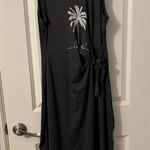 Black Beach Cover Up Dress with Palm Design, Sz M Size M Photo 0