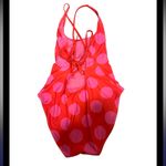 Kate Spade  Pink Polka Dot Lace Up Back Swimsuit - like new Photo 3