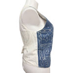 Vintage Agapo Collection Denim Embroidered Vest Medium Western Boho Cotton Blue Photo 3