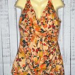 Denim & Co  Beach Size 18W Pink Floral Print One Piece Bathing Suit Swim Dress Photo 0