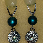 Elegant Silver Tone Yellow and Teal Beaded Boho Earrings Photo 0