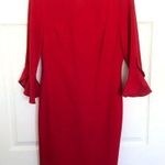 Karl Lagerfeld Red  Paris 3/4 Flutter Sleeve Sheath Dress Size 4 Photo 0