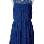 CeCe  Women’s Sz 10 Blue Sleeveless Lace Mesh Leaves Shape Sheath Lined Dress Photo 0