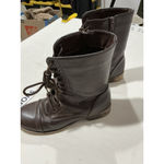 Charlotte Russe Womans Avril Brown Faux Leather 7 Combat Boots Lace Up Side Zip Photo 2