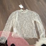 frame denim NWT Frame LACE MOCK NECK BLOUSE IN CREAM Photo 10