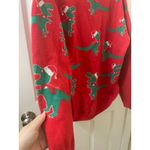 Merokeety  T-REX DINOSAUR all over UGLY CHRISTMAS TUNIC SWEATER Women’s L Photo 7