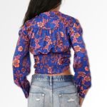 Free People Women’s I Got You Floral Long Sleeve Top Boho Festival Royal Combo S Photo 4