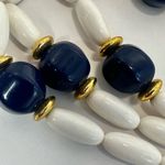 Trifari  vintage white and navy blue beaded barrel necklace Photo 7