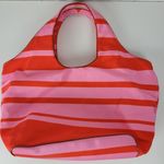 Kate Spade Womens Bow Bag Red Pink Striped Ribbon Nylon Tote Handbag Purse Photo 12