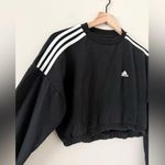 Adidas Hyperglam Cropped Crewneck Sweatshirt in Black and White - Size S Photo 2