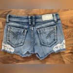 Shyanne  Blue Jean Shorts with White Lace Photo 1