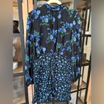 Shoshanna Kiana Mixed Floral Mini Dress cocktail long sleeve mock neck navy Photo 2