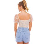 Le lis  Mesh Cream Champagne Gold Star Bodysuit Size Medium New With Tags Photo 3