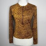 Ulla Johnson Dione Rash Guard Top Size XS Brown Lynx Print Zip Front Swim Shirt Photo 1