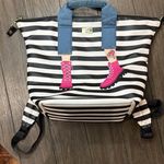 Betsey Johnson  Black and White Striped Backpack Photo 0