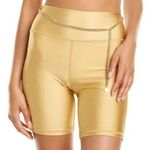 We Wore What NWT  Revolve Chain Bike Short in Metallic Nylon Gold size S Photo 0