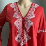 JW style Bell Sleeve Burnt Orange With White Embroidery Long Sleeved Blouse M Photo 2