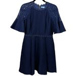 Draper James NWT Solid Maggie Lace Flower Trim Fit & Flare Dress Navy 6 Photo 3