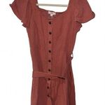 MINE MAUVE TIE WAIST BUTTON UP MINI DRESS SMALL Photo 0