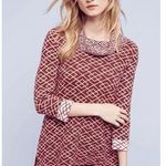 Anthropologie Moth Cowled Galena Pullover Red Motif Sz small Photo 0