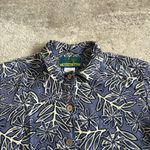 Coconut Cove Shirt Womens Medium Silk Camp Crop Boxy Button Up Floral Hawaiian Blue Photo 3