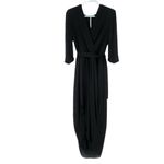 Amanda Uprichard Black Faux Wrap Midi Dress Women’s 1X | Classic Elegant LBD Photo 2
