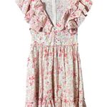 Storia  Boutique Pink Coral Floral Ruffle Mini Dress Small Spring Summer Vacation Photo 0