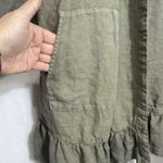 J. Jill Pure Jill Olive Green Linen Open Front Cardigan Coatigan Ruffle Size M Size M Photo 5